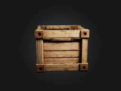 Realistic Wooden Crate Model Low-poly 3D model