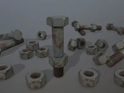 Bolts bolt and nut Low-poly 3D model order