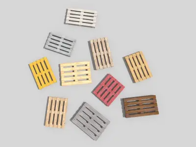 wooden pallets collection 2 Low-poly 3D model