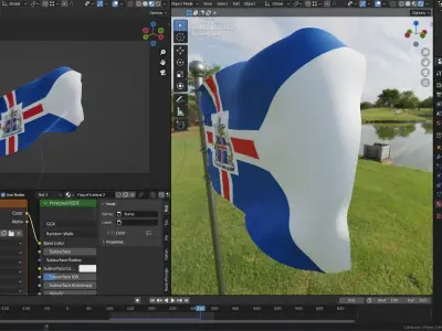 Animated Iceland Flags 3D model