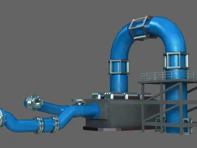realistic Industrial pipes pipe tube tubes iron metal Valve 3D model
