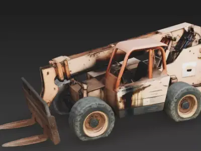 Weathered Industrial Telescopic Handler 3D Model Low-poly 3D model