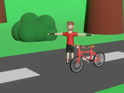 Bicycle and Driver 3D model