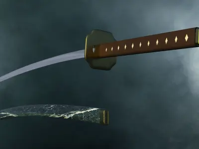 Katana samurai sword 3D model 8