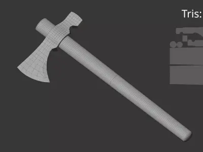 Realistic Low Poly Axe Low-poly 3D model