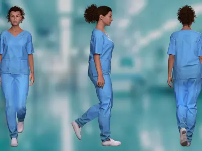 Realistic Healthcare Worker High-Quality 3D Nurse Character Low-poly 3D model