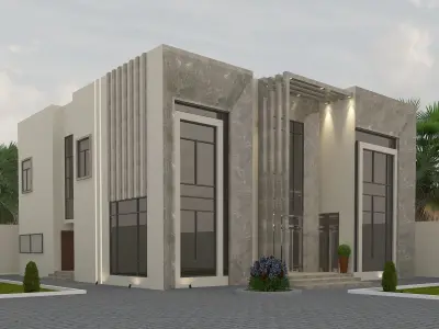 cards building with columns and pillars Free 3D model