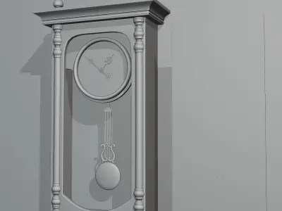 Vintage wooden wall clock 3D model