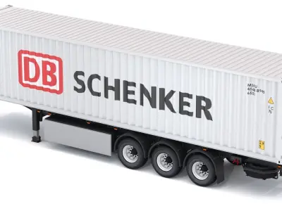 Chassis Semi Trailer with DB Schenker Shipping Container 3D model