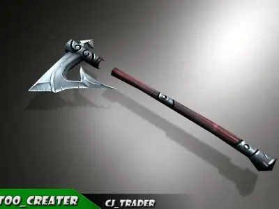 Modern Magical Axe Fantasy Low-poly 3d model Low-poly 3D model