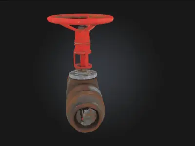 Rusty Red Valve Weathered Industrial 3D model