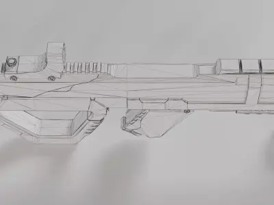 Sci-Fi Gun Game Ready Low Poly Weapon Low-poly 3D model