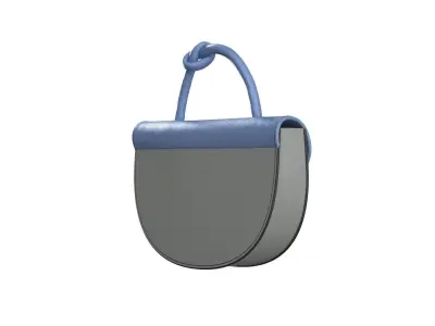 Grey Leather Half moon Flap Bag 3D model