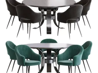 Deephouse  chair and Massimo Wood Top Dining Table 3D model