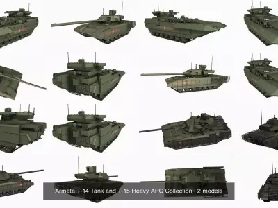 Armata T-14 Tank and T-15 Heavy APC Collection 3D Model Pack