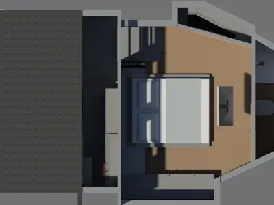 Yacht kitchen with stairs 3D model