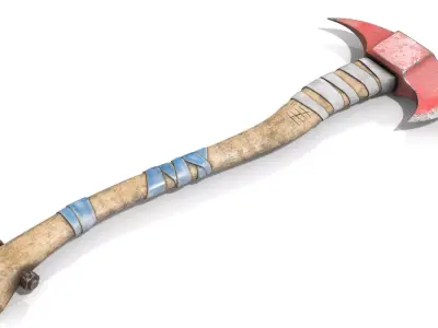 Fire Axe Low-poly 3D model 7