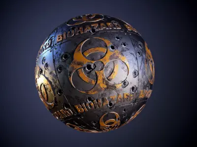 Metal biohazard Sign Sci-Fi Bullet Holes Seamless PBR Texture Texture