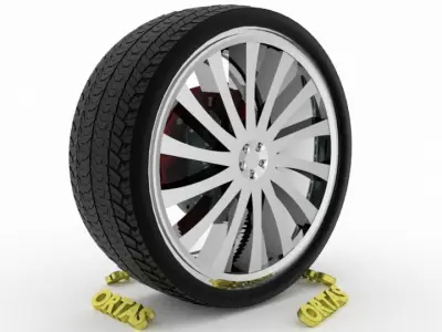 ORTAS CAR WHEEL RIM 125 GAME READY WHEEL RIM TIRE 3D model