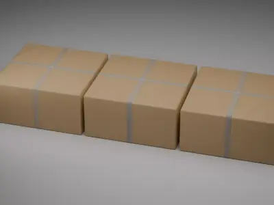 Cardboard Box Pack Low-poly 3D model