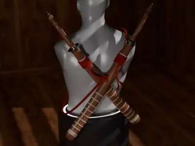 Low Poly 3D Thai Sword Model 3D model
