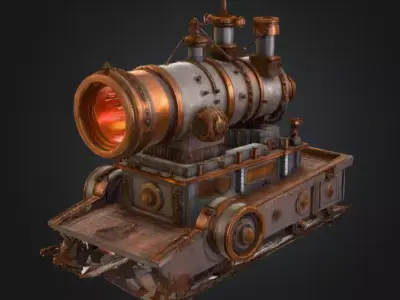 Steampunk Dominion Canon Low-poly 3D model
