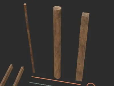 Modular Wooden Jetty Low-poly 3D model