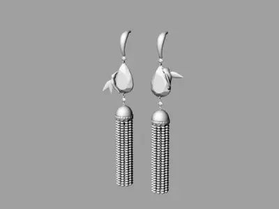 Earrings two silver with tassels Free 3D model