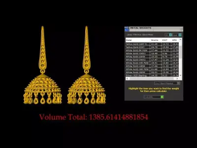 Diamond Bali Jhumko Earring - 0027 3D print model purchase