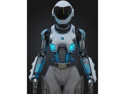 Futuristic Female Android Character Low-poly 3D model