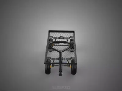MANUAL FLATBED STEEL MESH GRID NET PLATFORM TROLLEY CART WAGON 3D model