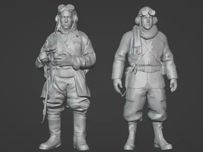 WWI Pilot High-Detail 3D Printable STL Models 3D print model