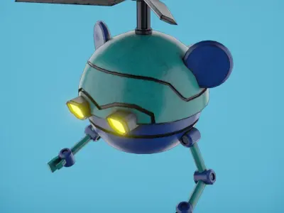 MouseBot toy helicopter with glowing eyes Low-poly 3D model