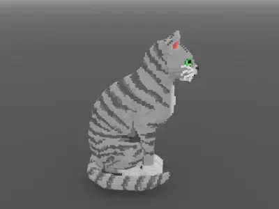 Voxelized Animated Cat Free low-poly 3D model