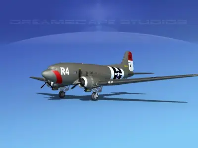 Douglas C-47 Dakota USAAF V3 3D model