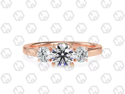 Ring 119 Round Shape Cathedral shank 3 stone ring with round 3D print model