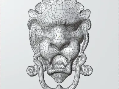 Old brass knocker Low-poly 3D model