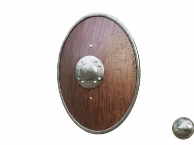 Medival Wooden Shield  Low-poly 3D model