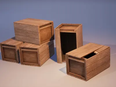 Wooden boxes Low-poly 3D model purchase