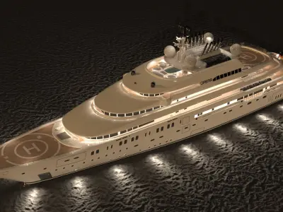 Opera Superyacht Night Scene 3D model