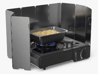 Camping Stove with Boiling Instant Noodles 3D model