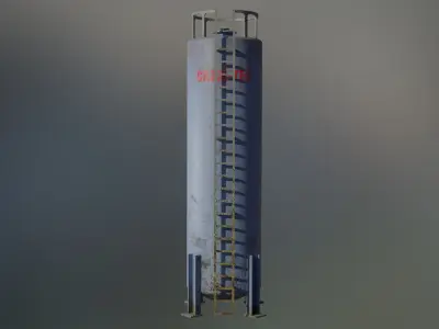 Industrial Vertical Storage Tank-Blue 3D model