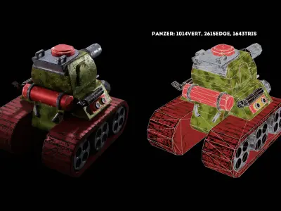 Gameready tank toy Low-poly 3D model