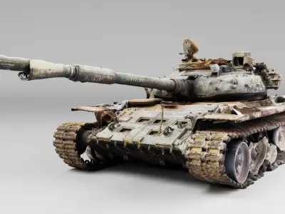 Russian T-72 tank destroyed by Ukrainian army 3D model buy