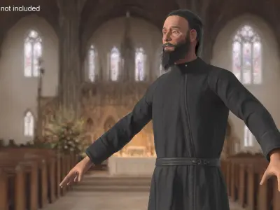 Orthodox Church Monk Wearing Robe A-Pose 3D model
