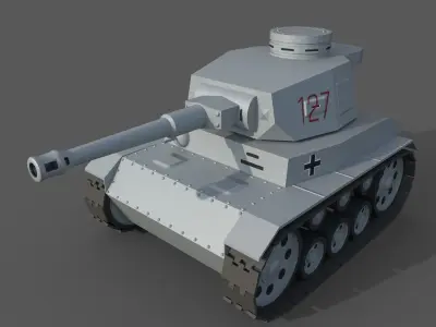 Cartoon Pz IV F2 Low-poly 3D model