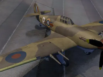 Hawker Hurricane Mk-2c Tropical 3D model