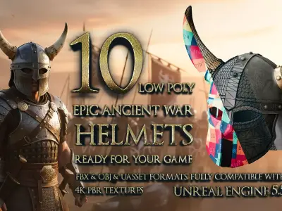 Ancient War Helmet Pack Low-poly 3D model