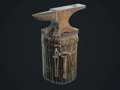 Anvil old ax Low-poly 3D model