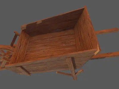 Wheelbarrow old wooden 3D model